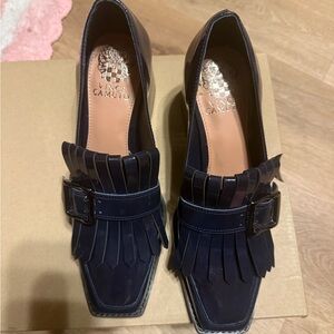 Vince Camuto Navy Fringe Loafers